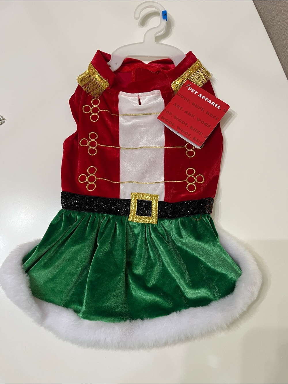 NWT Nutcracker Christmas Dog Dress Costume Medium 20-30 Lbs Red Green Gold